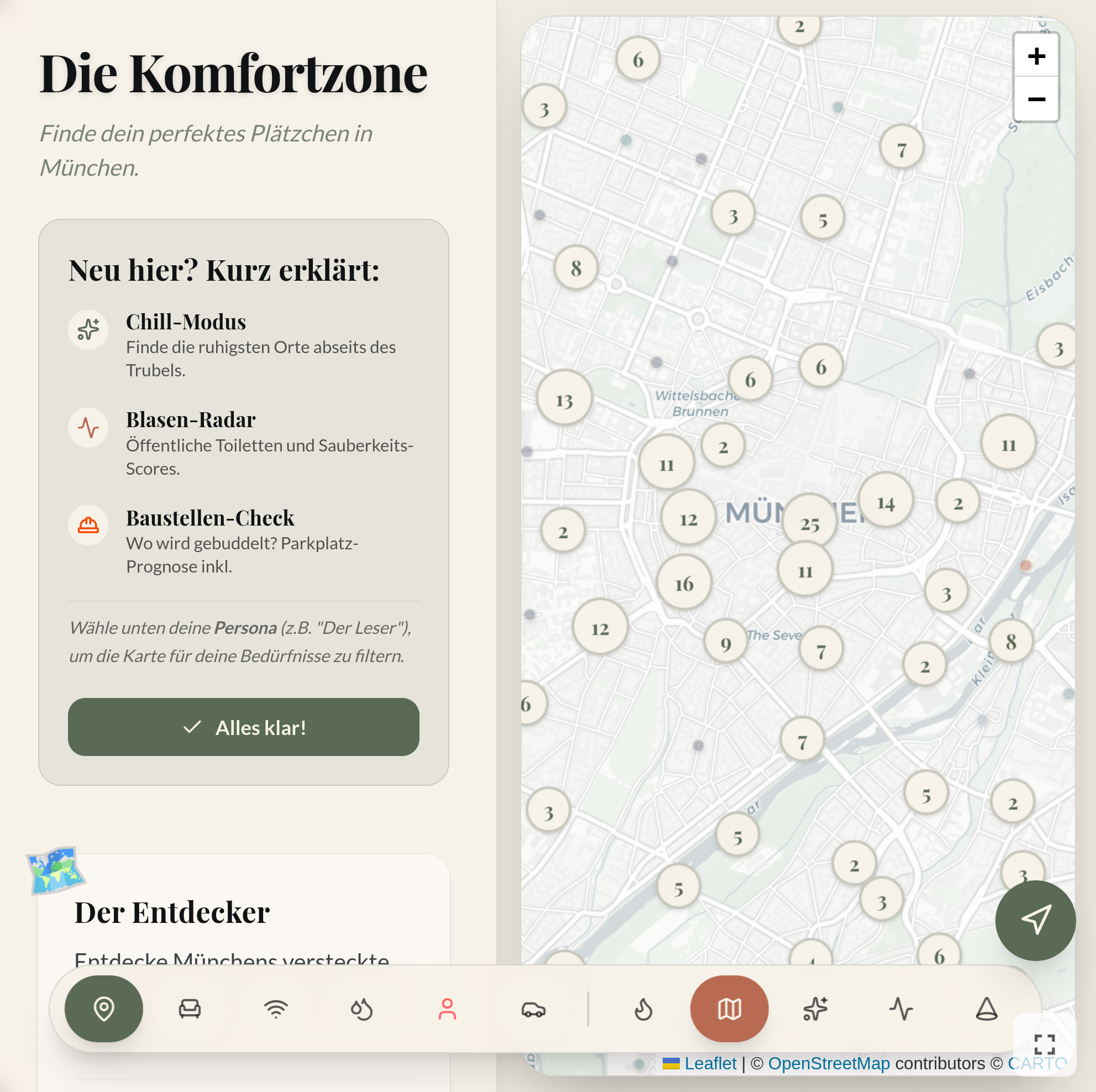 Die Komfortzone - interaktive Kartenanwendung