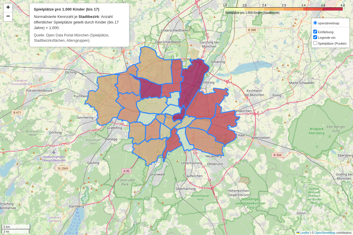 Spielplätze vs Anzahl Kinder